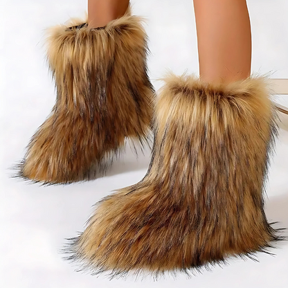 GIVOORA™ Raccoon Fur Plush Snow Boots