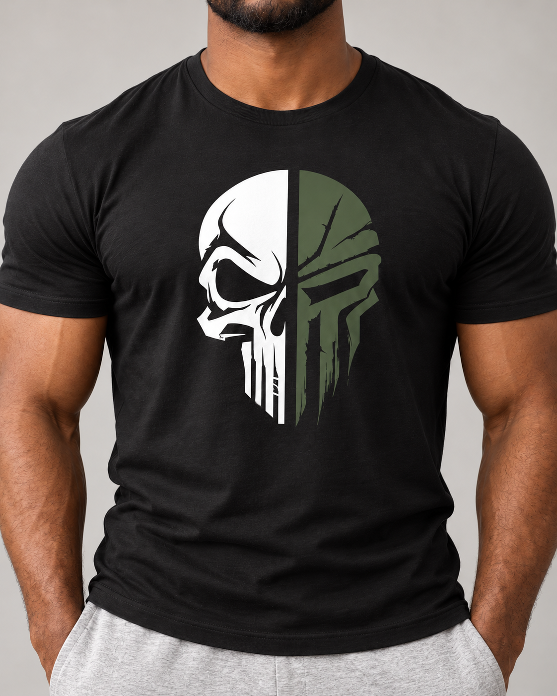 military-skull-t-shirt-Black