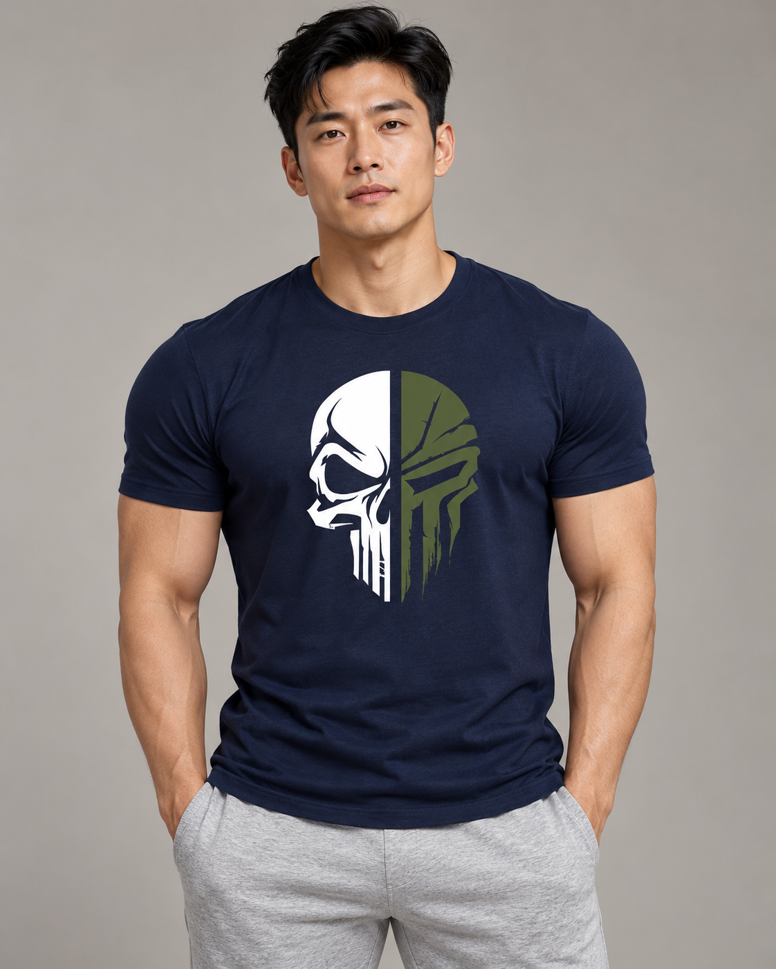 military-skull-t-shirt-Blue