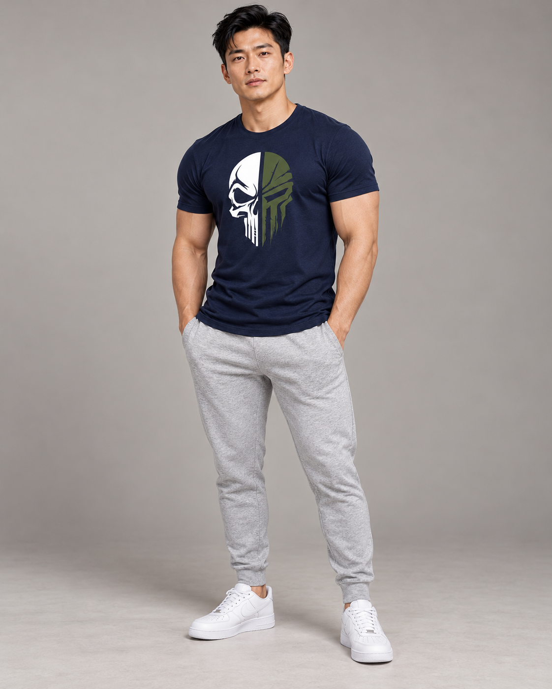 military-skull-t-shirt-Blue