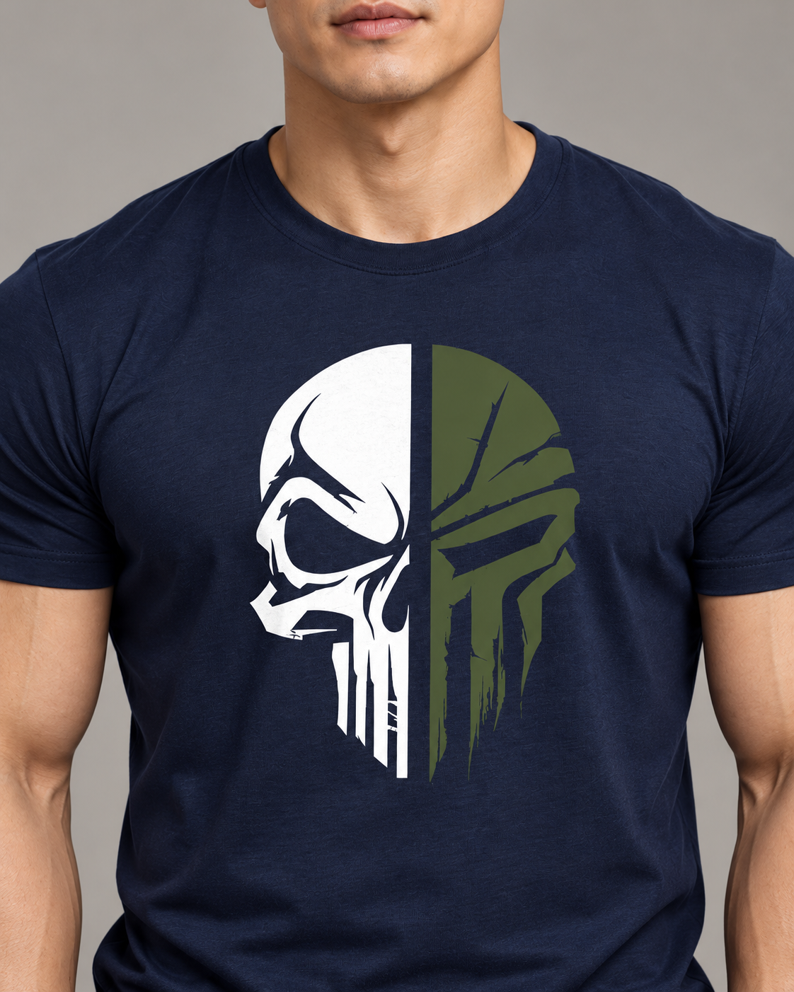 military-skull-t-shirt-Blue
