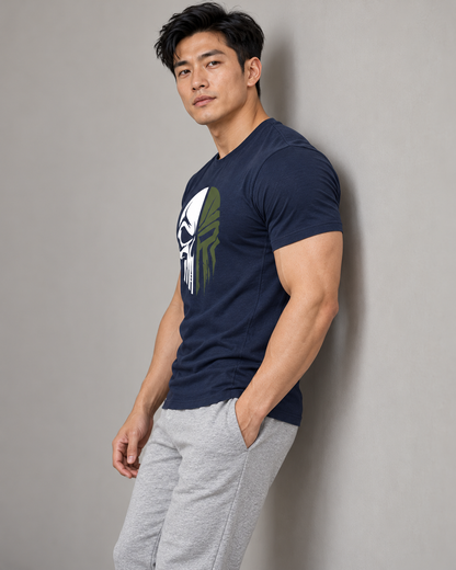 military-skull-t-shirt-Blue