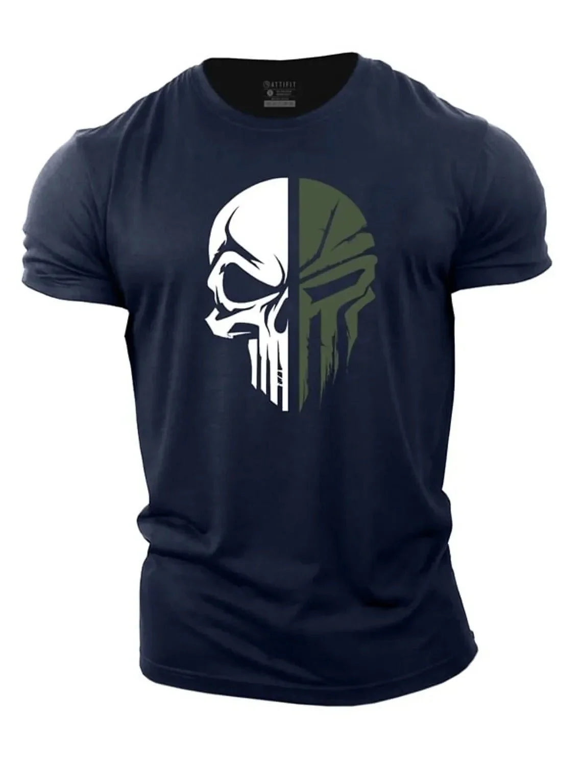 military-skull-t-shirt-Blue