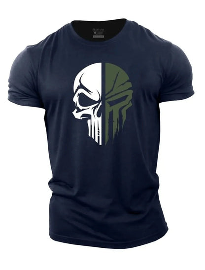 military-skull-t-shirt-Blue