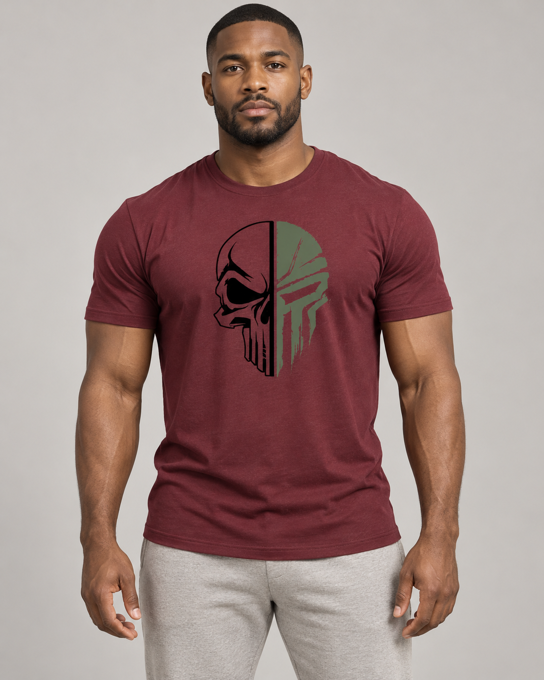 military-skull-t-shirt-ChestnulRed