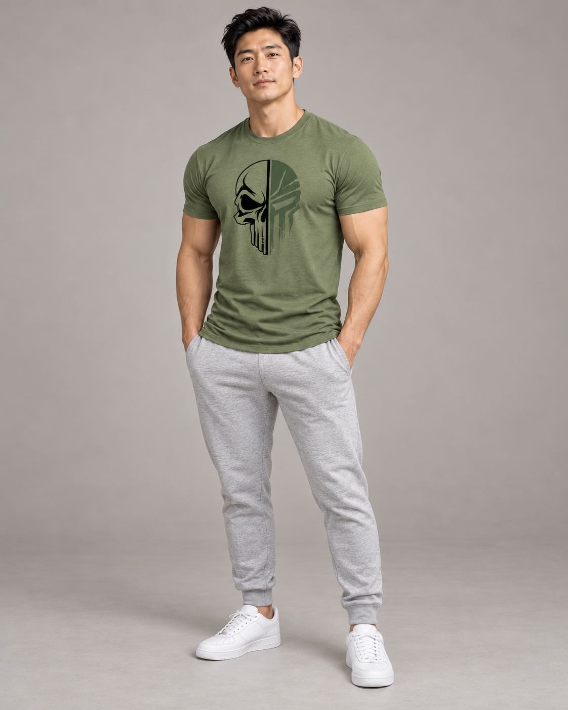 military-skull-t-shirt-Green
