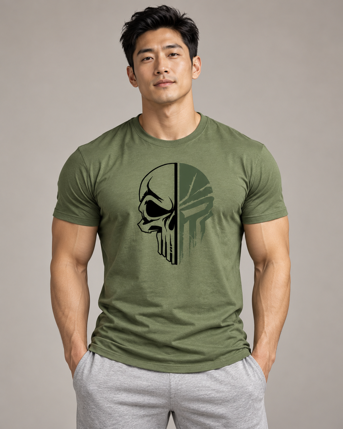 military-skull-t-shirt-Green
