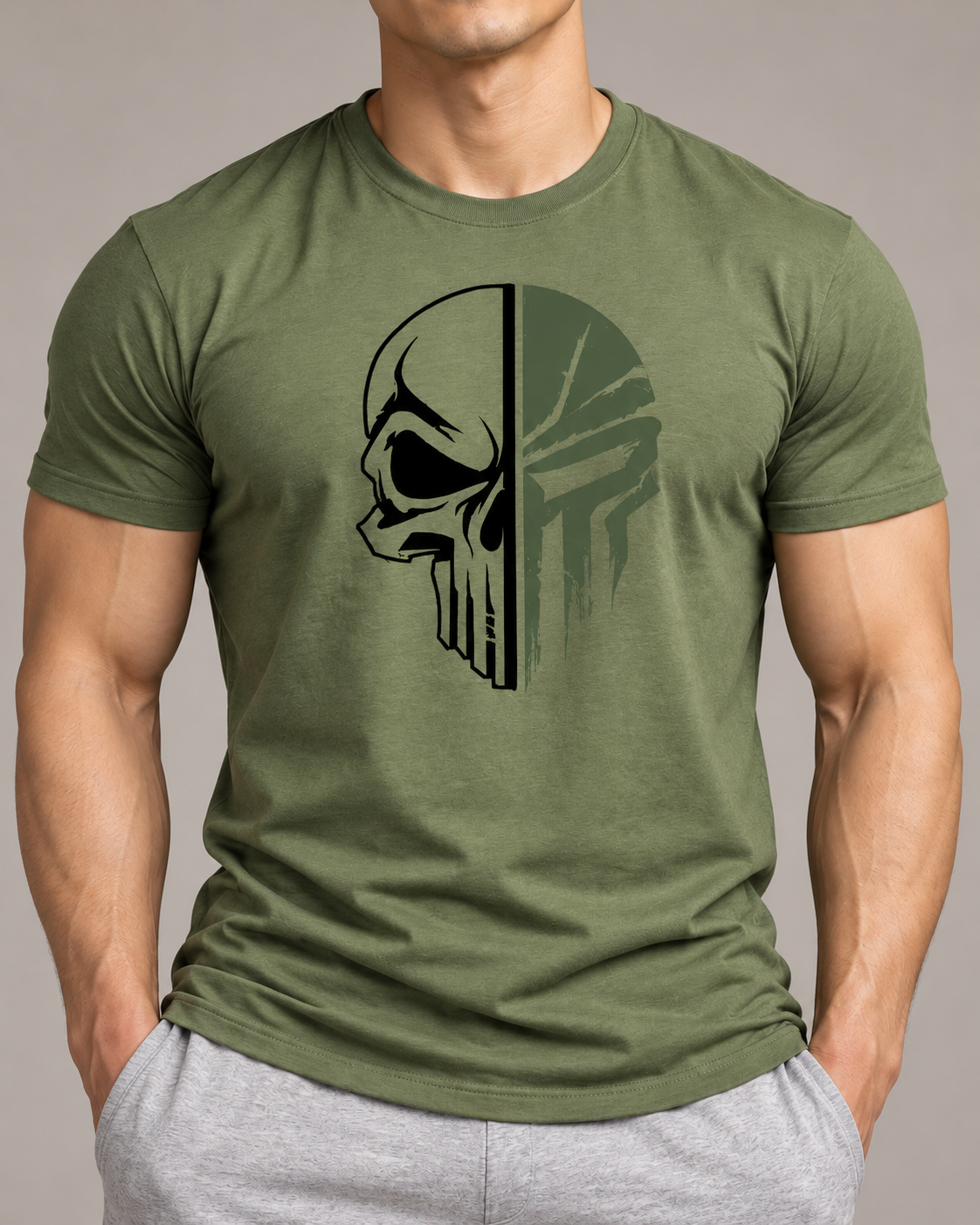 military-skull-t-shirt-Green