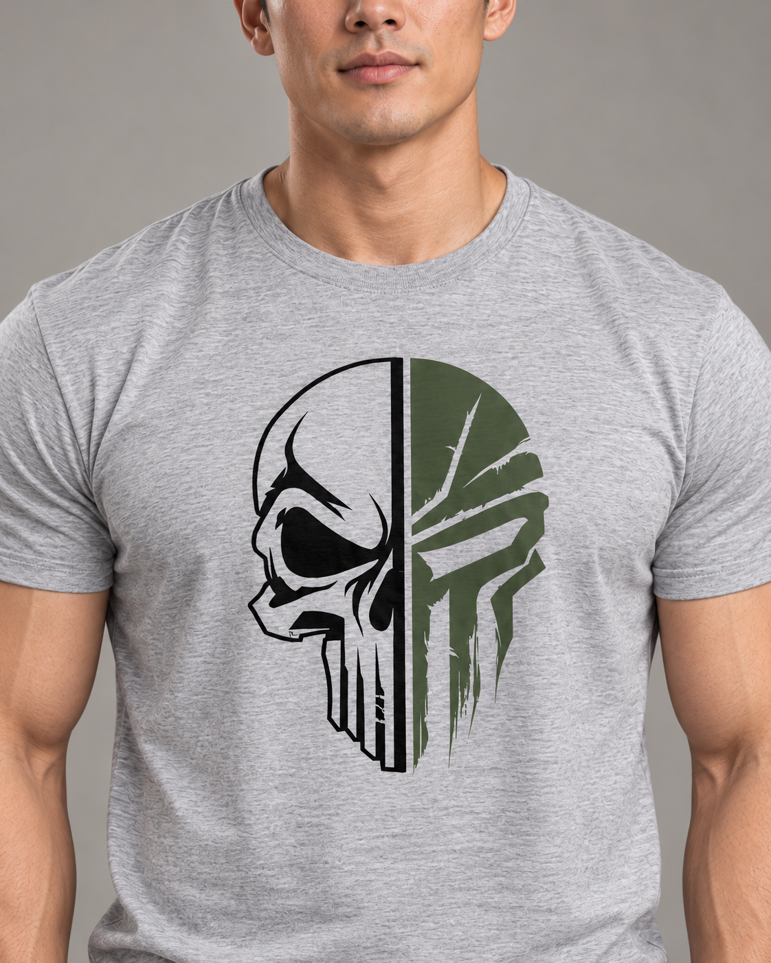 military-skull-t-shirt-Grey