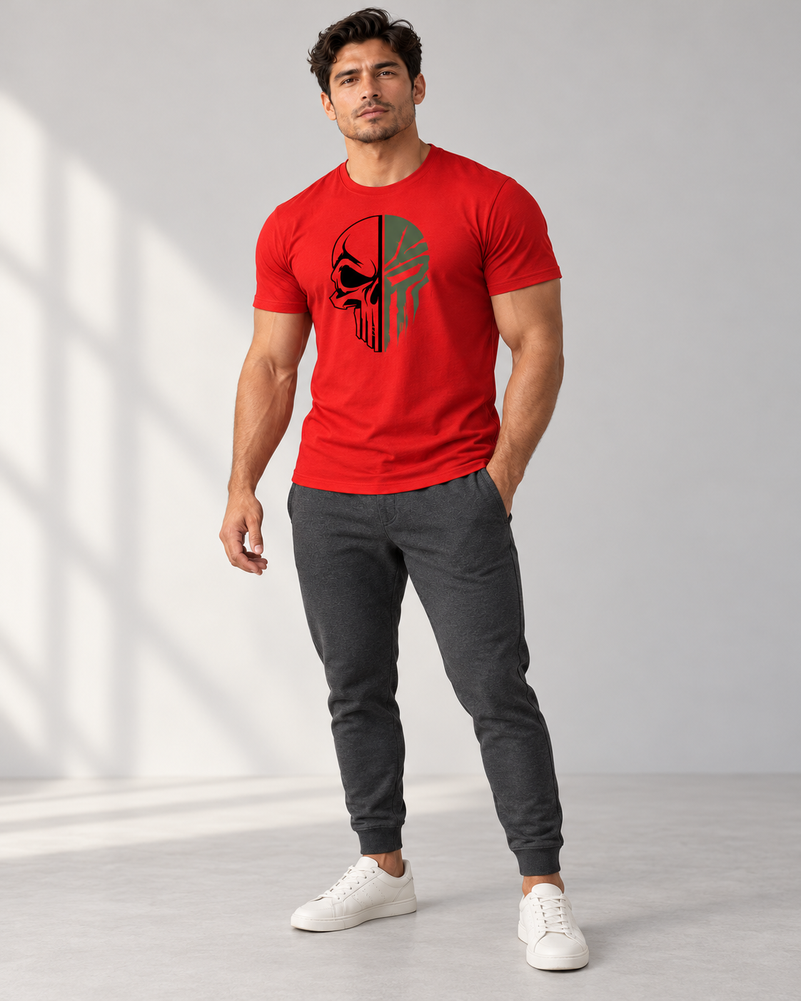 military-skull-t-shirt-Red
