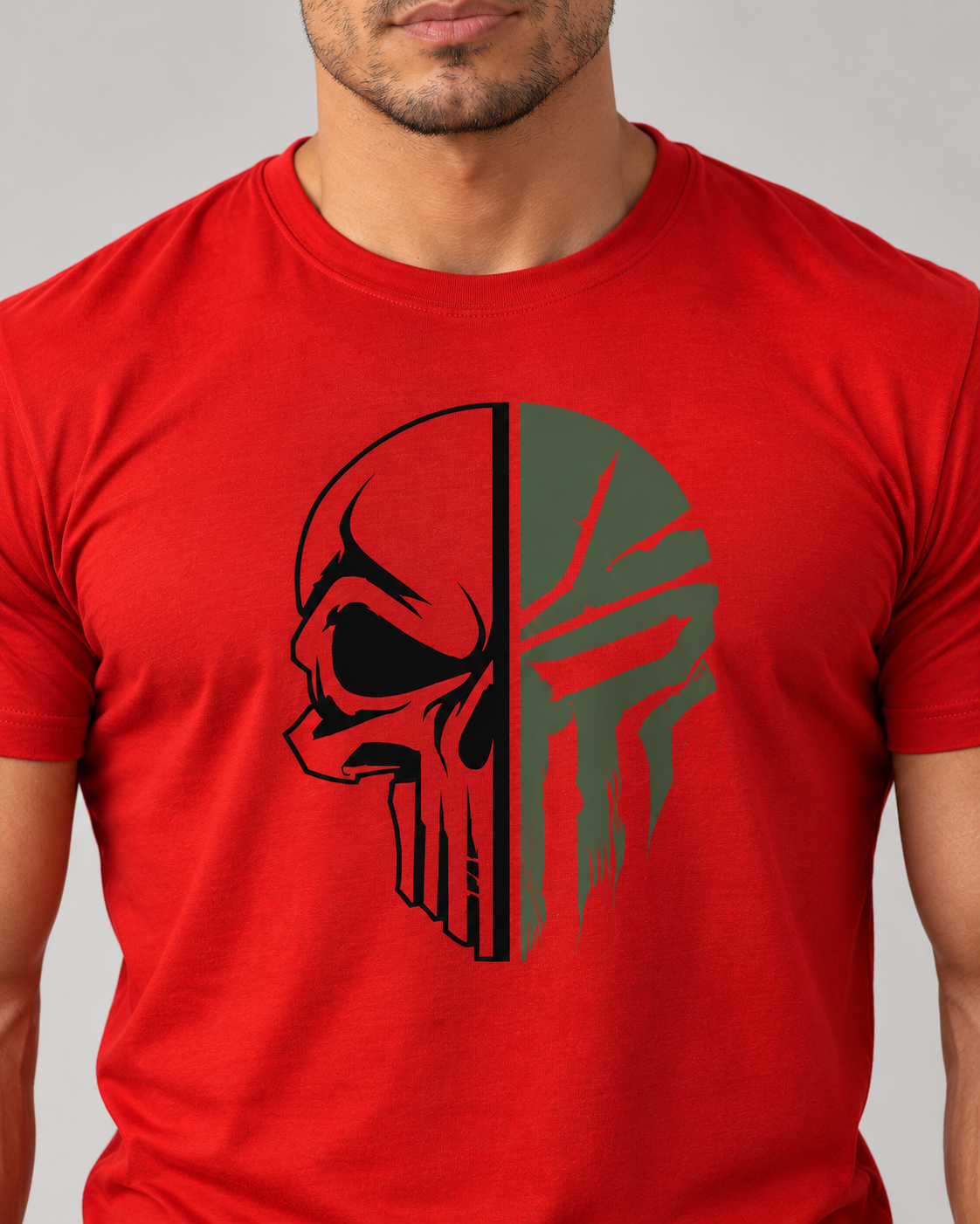 military-skull-t-shirt-Red