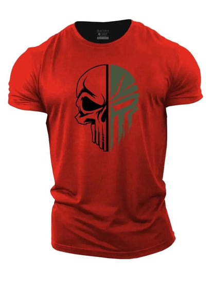 military-skull-t-shirt-Red